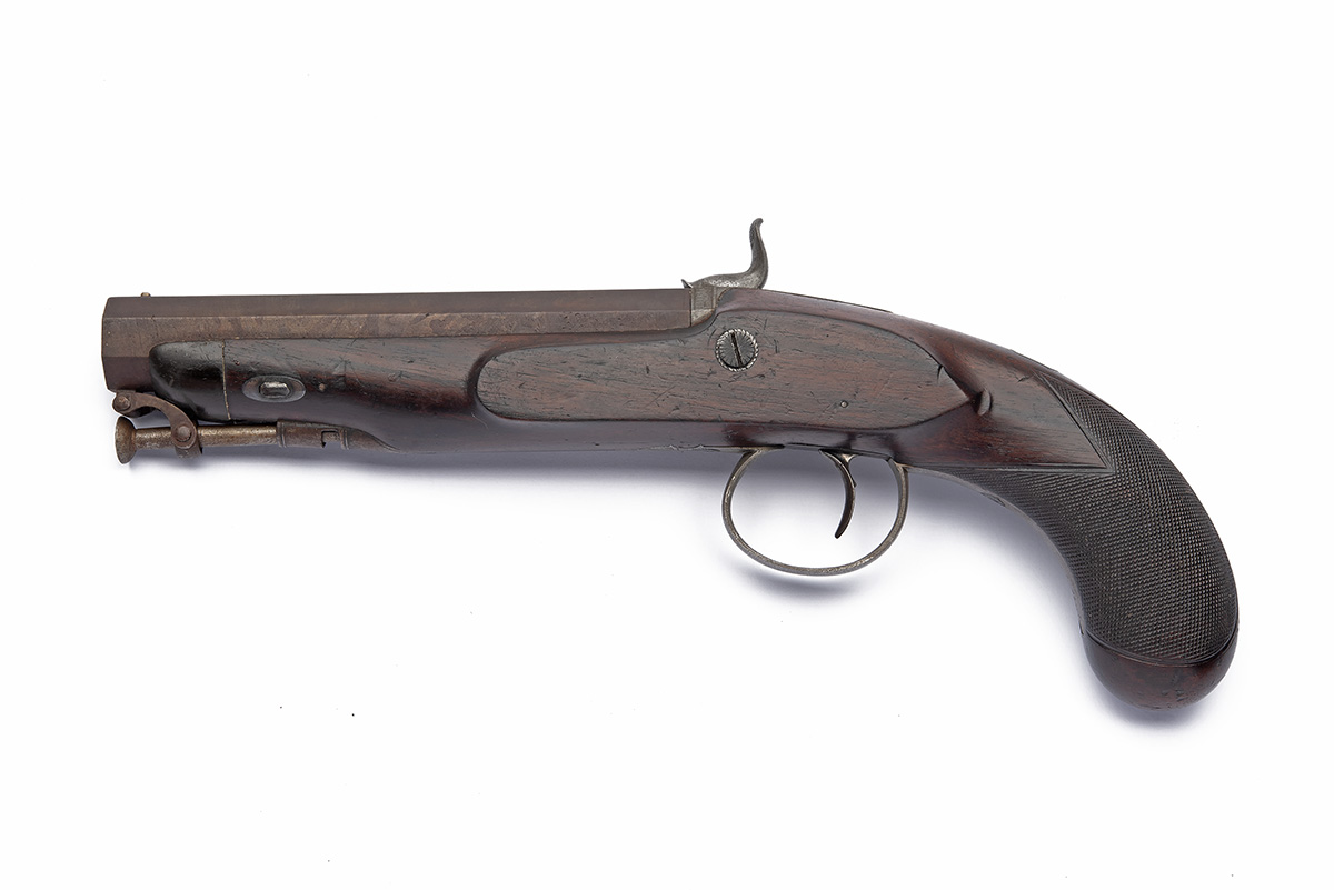 A .650 PERCUSSION OVERCOAT PISTOL SIGNED RYAN & SON, no visible serial number, circa 1810 with later - Image 2 of 6