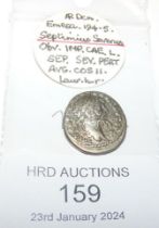 An approx. 15mm diameter Roman silver coin of Sept