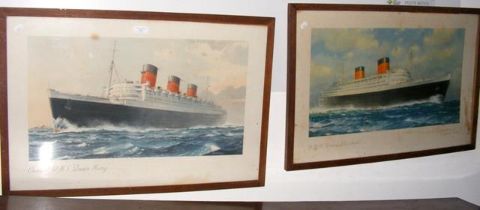 A pair of original Cunard advertising prints - RMS