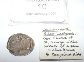 A Commonwealth silver half groat, 1649 - 1660