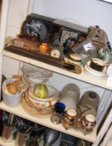 A sundry lot of collectables, including bed warmer