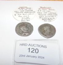 Two Roman silver coins, Hadrian (AD117-138) - 2.8