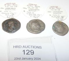 Three Roman silver coins, Hadrian (AD117-138) - 3.