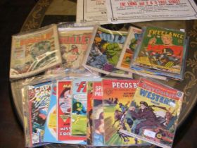 Assorted comics, including Hulk, Eagle, The Flash,