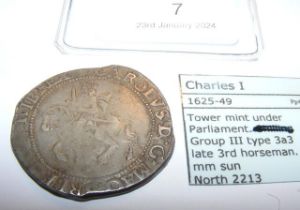 A Charles I silver half crown - Tower Mint under P