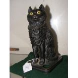An antique novelty Continental bronze cat incense