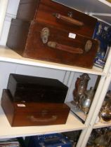 Assorted vintage wooden boxes - on two shelves