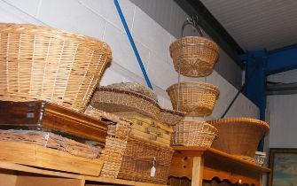 An assortment of wicker baskets of varying shape a
