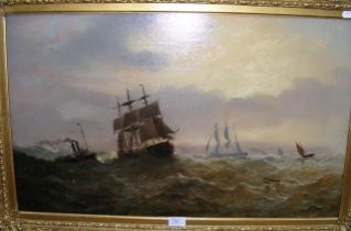 ADOLPHUS KNELL - oil on canvas of three masted shi