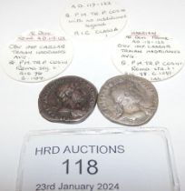 Two approx.19mm diameter Roman silver coins, Hadri