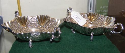 A pair of silver bon bon dishes, Sheffield 1892