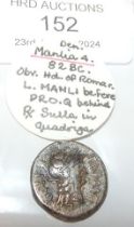 An approx. 15mm diameter Roman silver coin of Manl