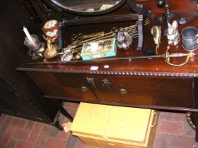 A metal chest, together with assorted metal ware,