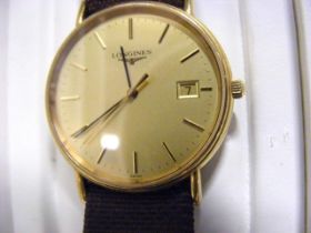 A gents Longines wrist watch with separate date ap
