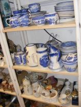 Assorted blue and white ware with other ceramics -