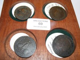Four collectable tokens including George III one p