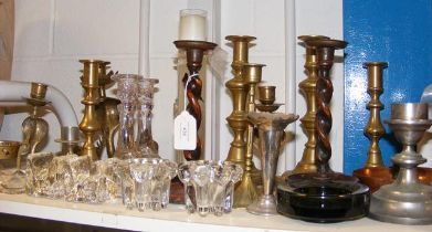 Assorted candlesticks and holders