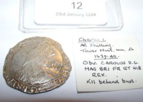 A Charles I silver shilling - Tower Mint 1639 - 16
