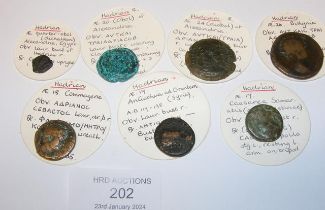 Seven various Roman coins of Hadrian (AD117-138)