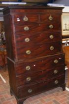 A mahogany chest on chest - 115cms x 186cm