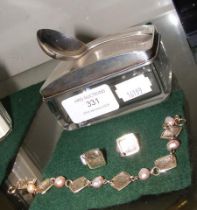 A silver topped dressing table box together