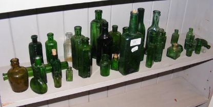 A quantity of glass Chemist's bottles