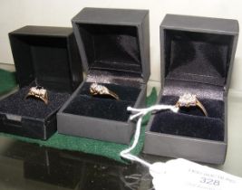 Three various dress rings