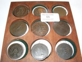 Nine assorted bank and other tokens including Worcester