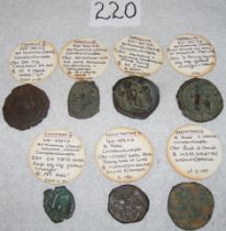 Seven various Roman Byzantine coins of Tiberius II