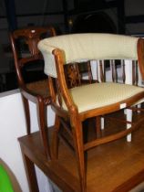 A cane seat hall chair, together with a Victorian