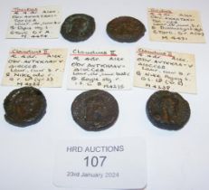 Three Roman coins of Claudius II (AD268-270) and t