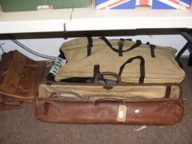 Cricket equipment in canvas bag, together with thr