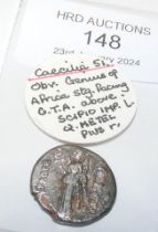 An approx. 18mm diameter Roman silver coin of Caec