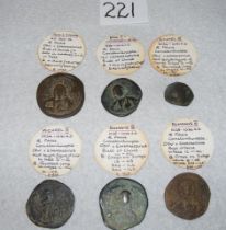 Six assorted Roman Byzantine coins of John I (AD96