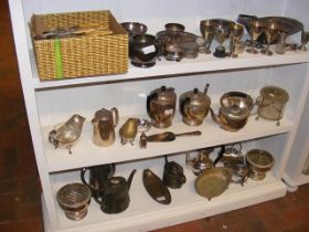 A quantity of metal ware, mostly silver plate - on