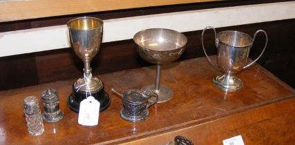 A silver trophy, challis etc.