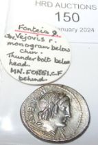 An approx. 20mm diameter Roman silver coin of Font