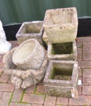 Assorted concrete garden planters