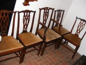 Set of five (four plus one) antique dining chairs