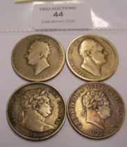 Two George III, a George IV and a William IV silve