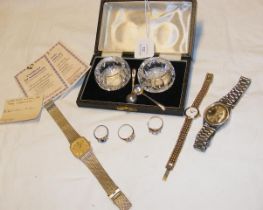 Gents and ladies wrist watches, table salts etc.