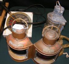 A pair of old Port and Starboard light, engine tel