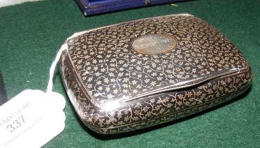 A 19th century silver Niello tobacco box with engr
