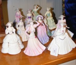 Eleven Coalport female figurines