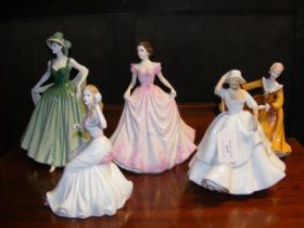 Royal Doulton figurine, together with four others