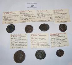 Six Roman Follis and one AE4 Follis coin of Consta