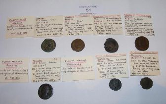 Four Roman AE3 Follis coins of Flavia Iulia Helena