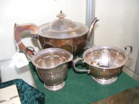 A three piece silver teaset