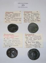 Four Roman Antoninianus coins of Carausius (AD287-