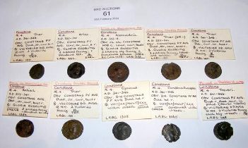 Ten Roman AE4 Follis coins of Constans - Son of Constanti